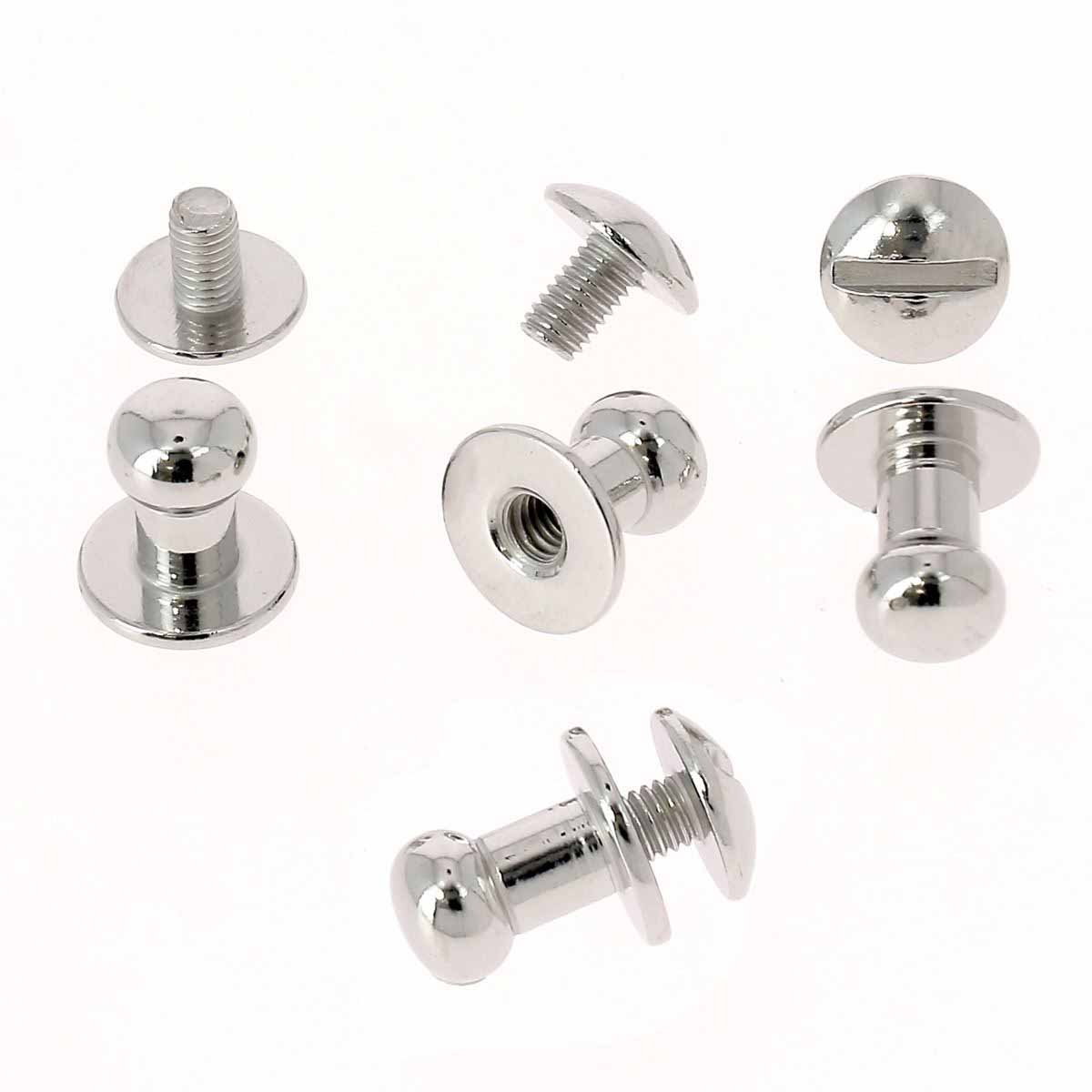 Lot de boutons de col à vis T4 Deco Cuir avec vis 3x5mm, accessoires en nickel pour vêtements.