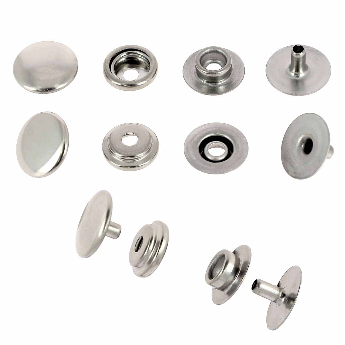 Lot de boutons pression Osborne FORT en inox, 12,5 mm, accessoires robustes pour couture et bricolage.
