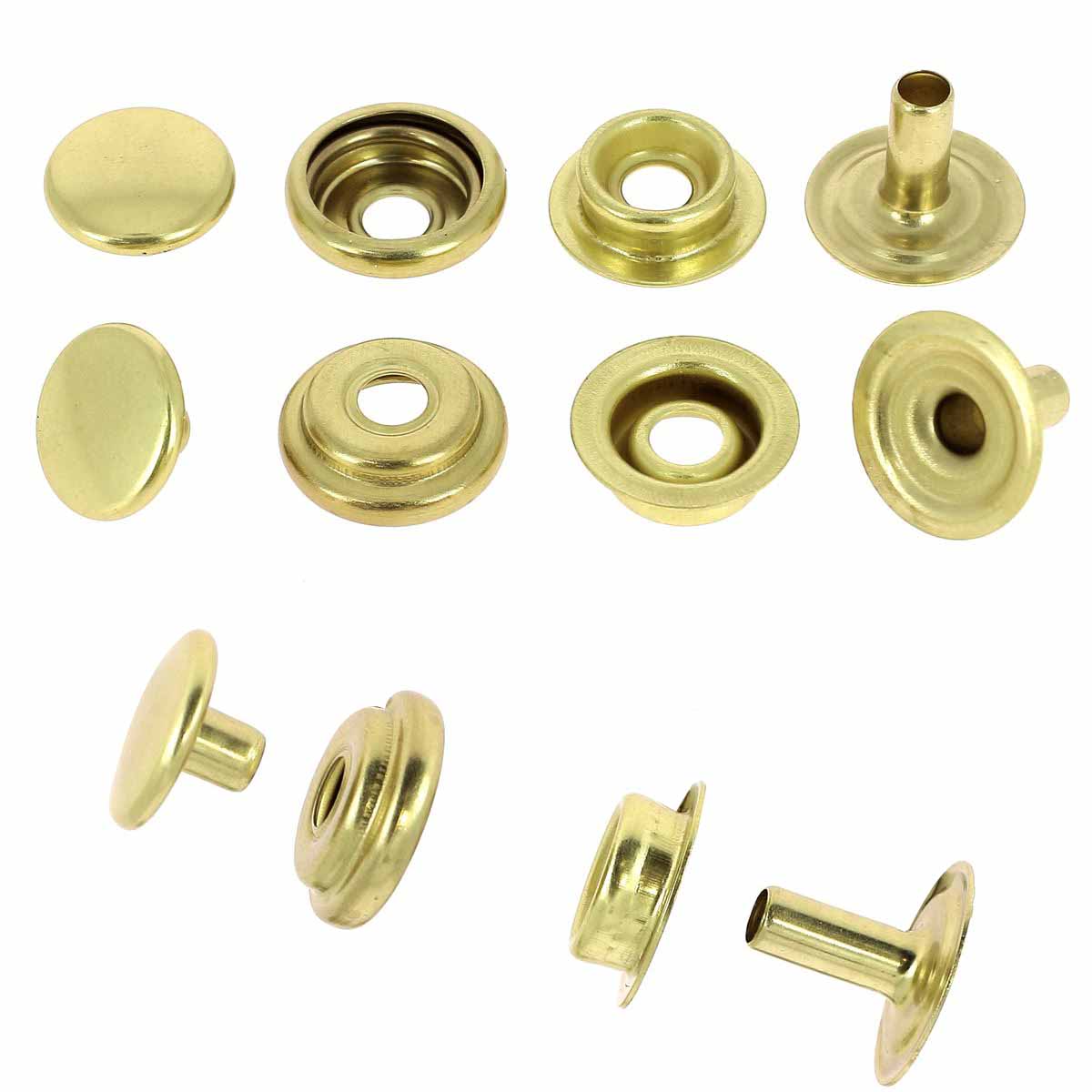 Lot de boutons pression FORT en laiton de 12mm, accessoires de décoration pour cuir et tissu, par Deco Cuir