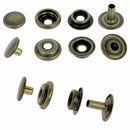 Lot de boutons pression FORT en laiton vieilli de 12mm, accessoires pour cuir, fabriqué par Deco Cuir.