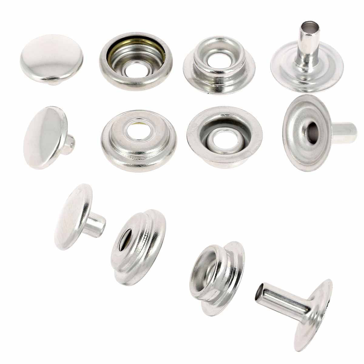 Lot de boutons pression FORT en laiton avec nickelé, diamètre 12mm, accessoires robustes de la marque Deco Cuir.