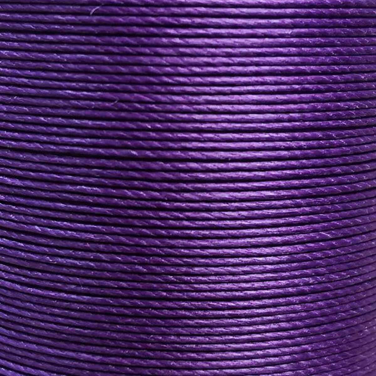 Bobine de 90m de fil de lin ciré MeiSi M40 améthyste, 0,45 mm, mercerie fine pour couture et broderie, vue en gros plan