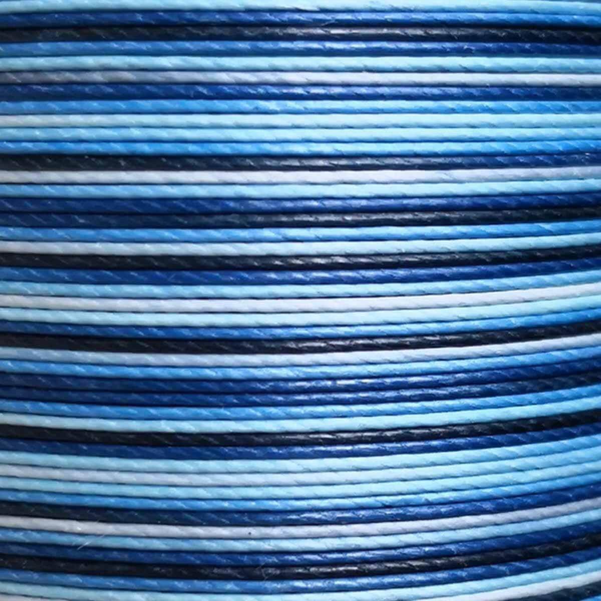 Bobine de 50m de fil de lin ciré MeiSi bleu dégradé, 0,65 mm, mercerie, finition super fine M60.