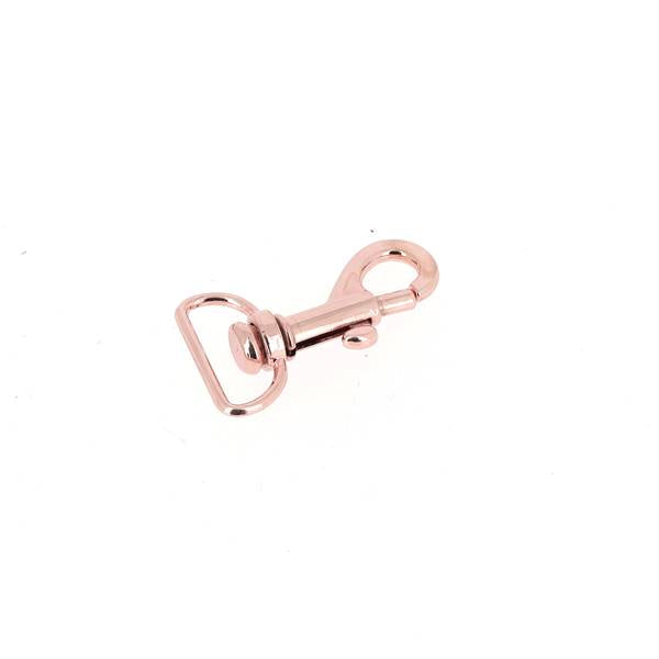 Mousqueton tournant à tirette en fil fin de 45x20 mm, boucle en or rose, pour la bouclerie et la fixation sécurisée.