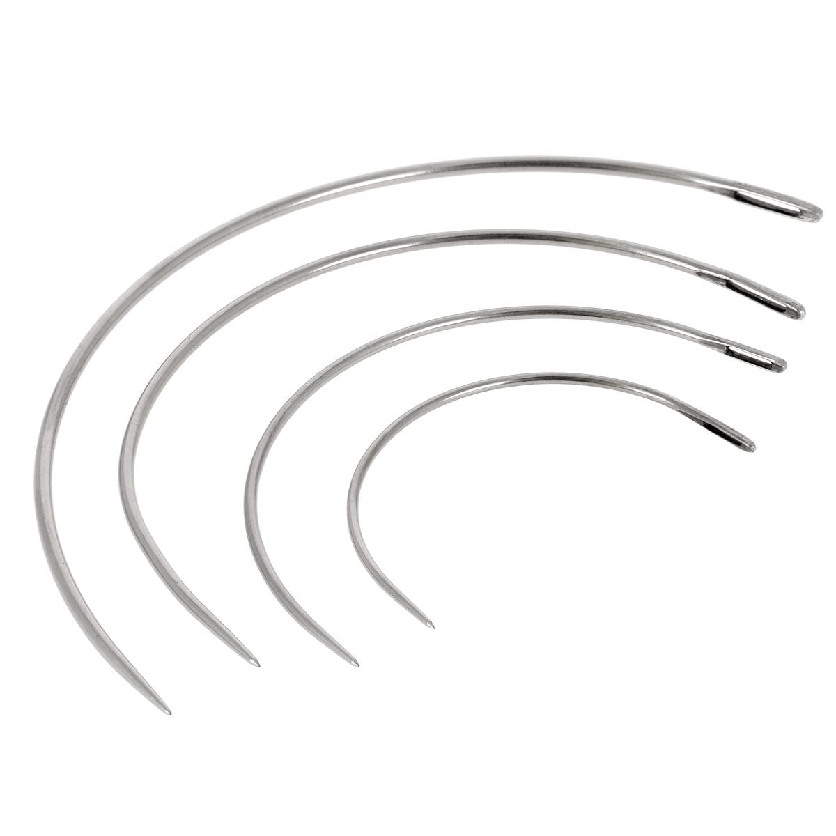 Lot de 4 aiguilles courbes Osborne pour coudre le cuir, mercerie, avec embouts adaptés pour travaux de maroquinerie.