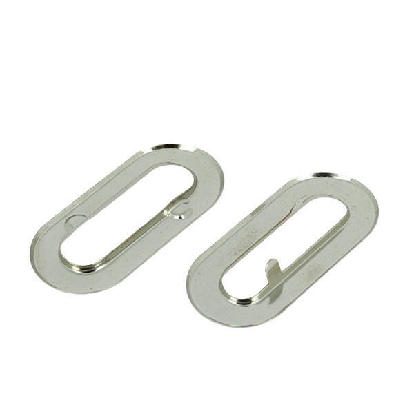 Lot de 5 œillets à griffes ovales en métal nickelé, 35x9mm, accessoires Deco Cuir pour couture et décoration.