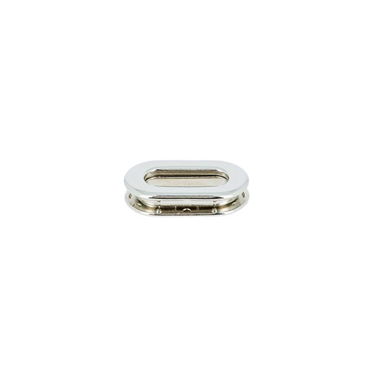 Oeillet ovale à visser nickelé de 20 mm, accessoire pour fixation ou décoration, présenté en lot de 2.
