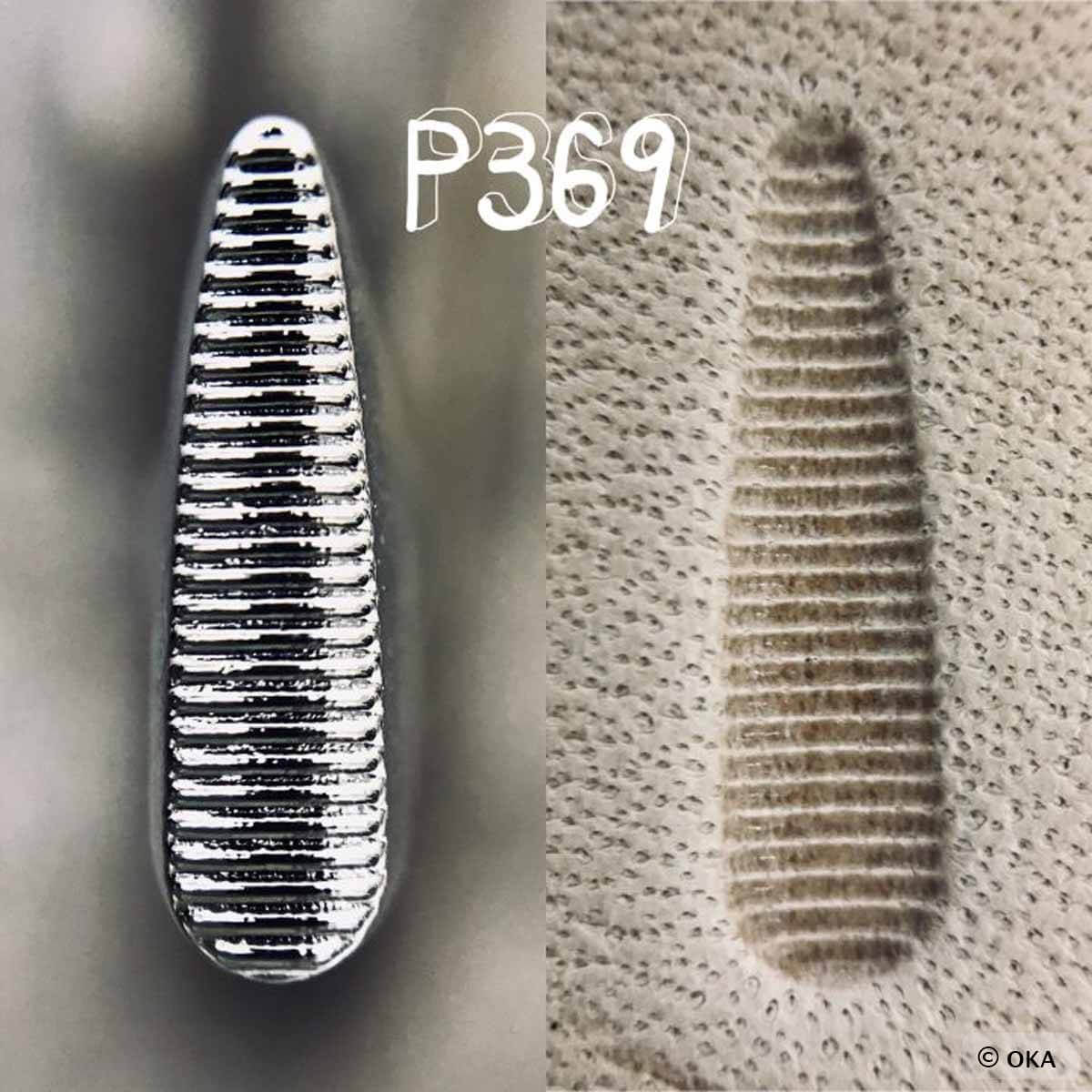 Matoir sur manche Oka avec empreinte horizontale striée de 3,5 mm, outil pour menuiserie ou sculpture.