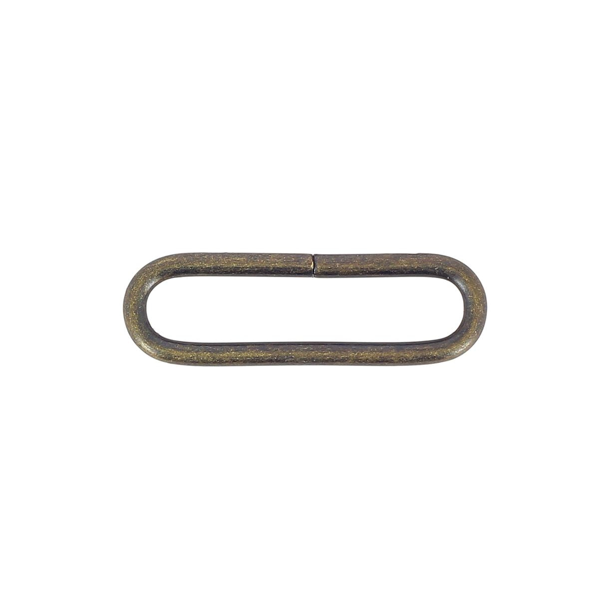 Passant ovale en laiton vieilli, 40x8 mm, pour bijoux ou maroquinerie, montré en gros plan.