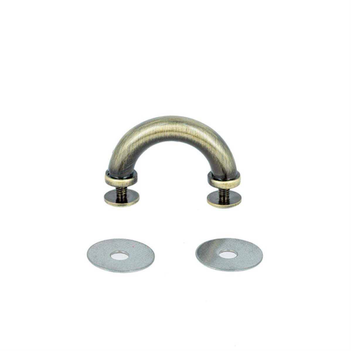 Pontet rond en laiton vieilli de 15mm, accessoire pour poignée, design robuste et élégant pour mobilier.
