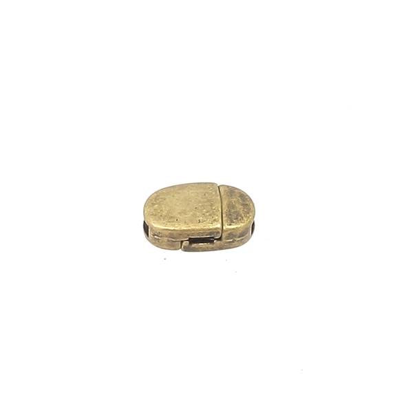 Fermoir bijou ovale aimanté pour lacet plat 5mm, création de bijoux, en métal élégant, visible en image.
