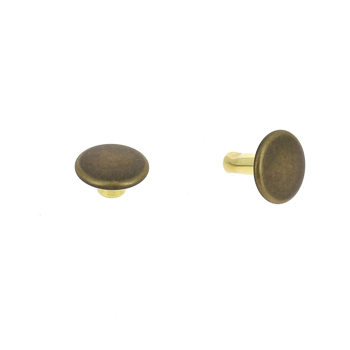 Rivets doubles calotte en laiton moyen, lot Deco Cuir, finition vieillie, accessoires pour cuir et bricolage.