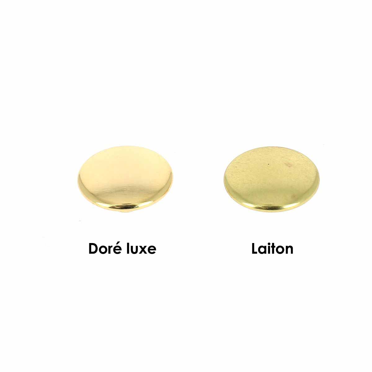 Rivets doubles calotte en laiton doré, accessoires Deco Cuir, finition luxe pour cuir et textile, vue en gros plan.