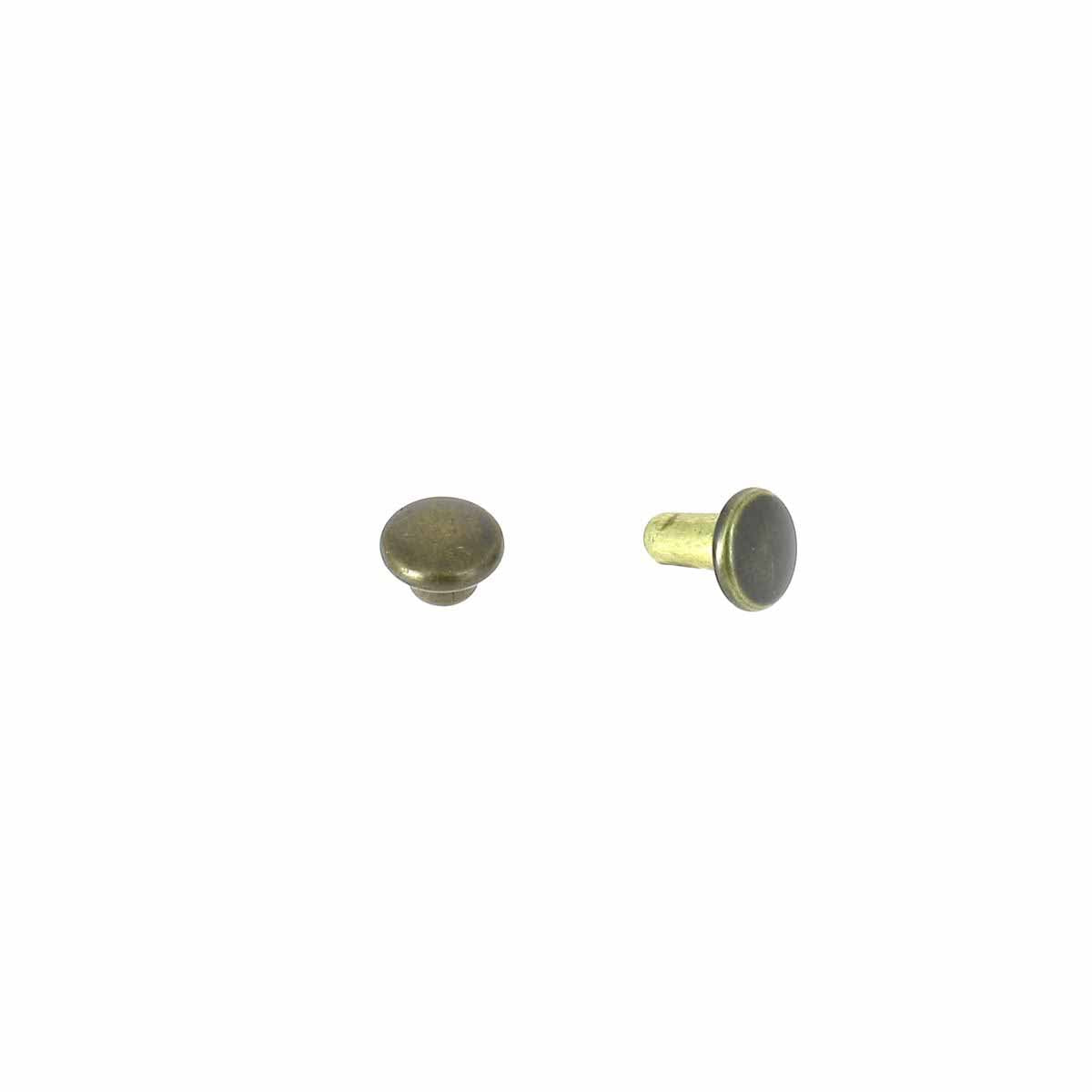 Rivets double calotte en laiton, lot de petits accessoires de maroquinerie Deco Cuir, finition vieillie.
