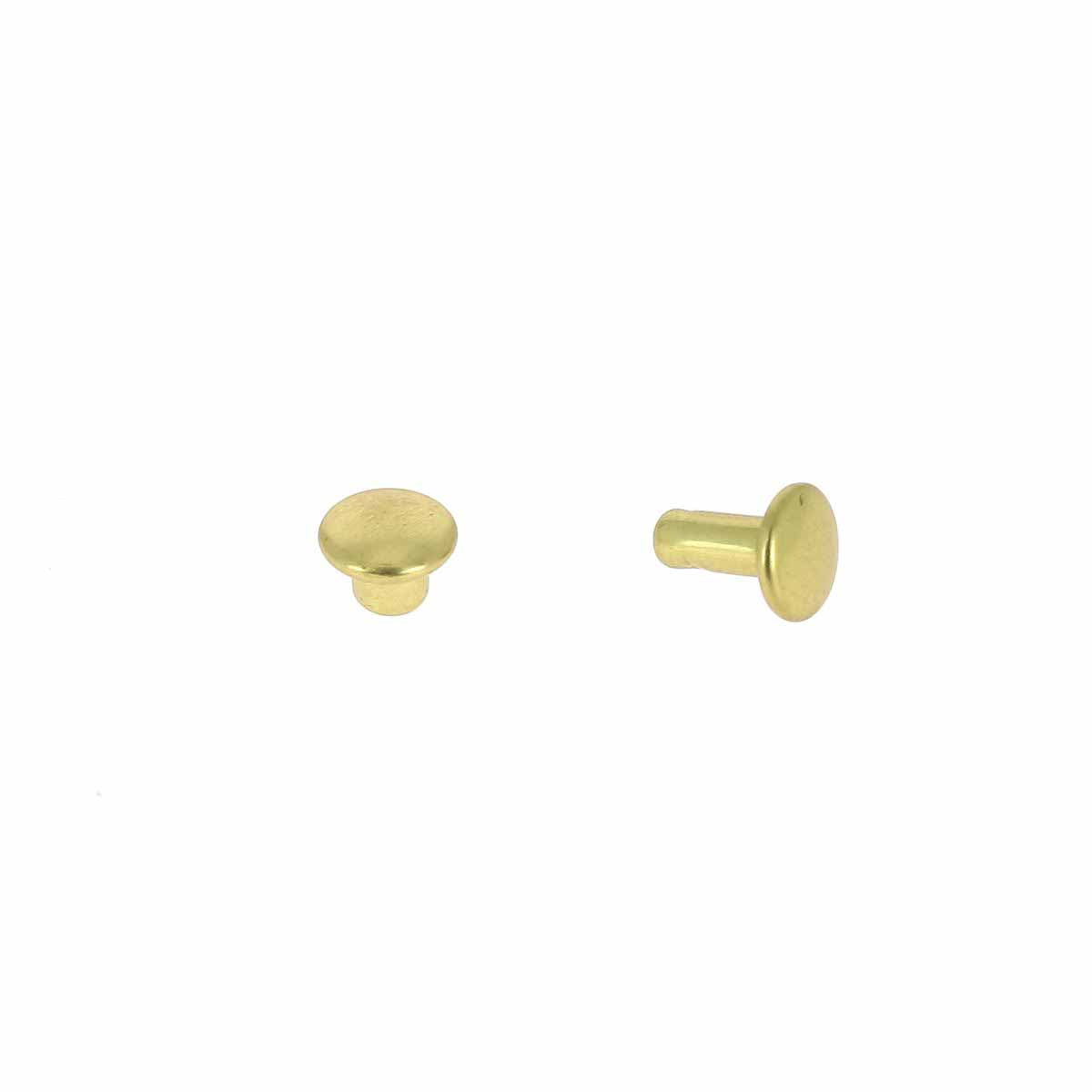 Lot de petits rivets double calotte en laiton Deco Cuir, accessoires pour cuir et bricolage, visibles en finition laiton.