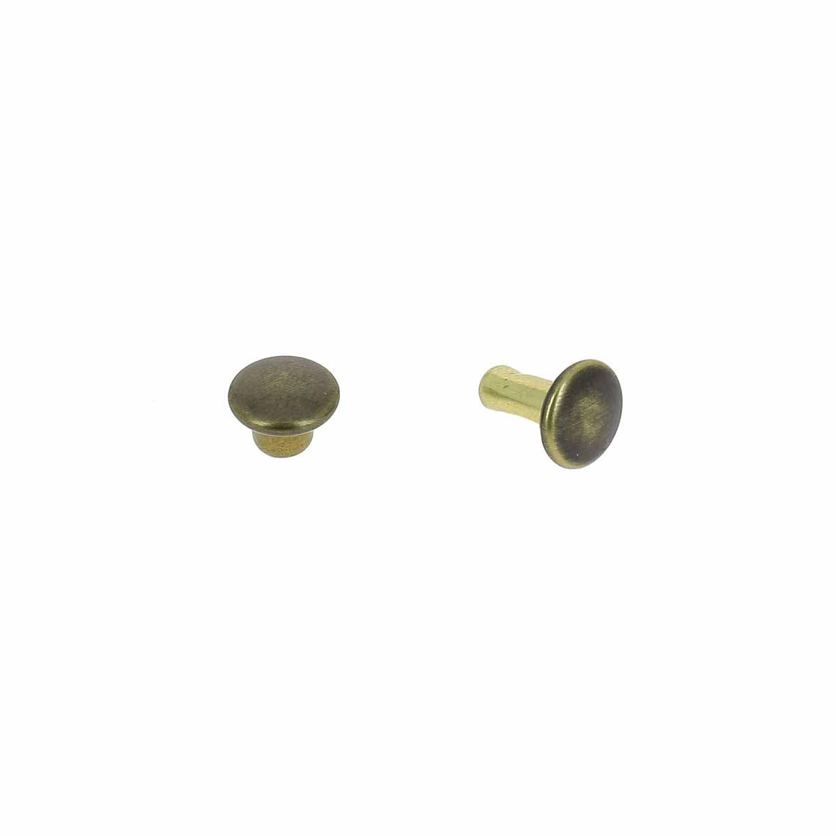 Lot de petits rivets double calotte en laiton vieilli, accessoires Deco Cuir pour cuir et artisanat.
