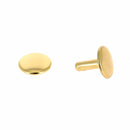 Rivets double calotte en laiton T6 doré, accessoires Deco Cuir pour fixation et décoration de cuir et textiles.