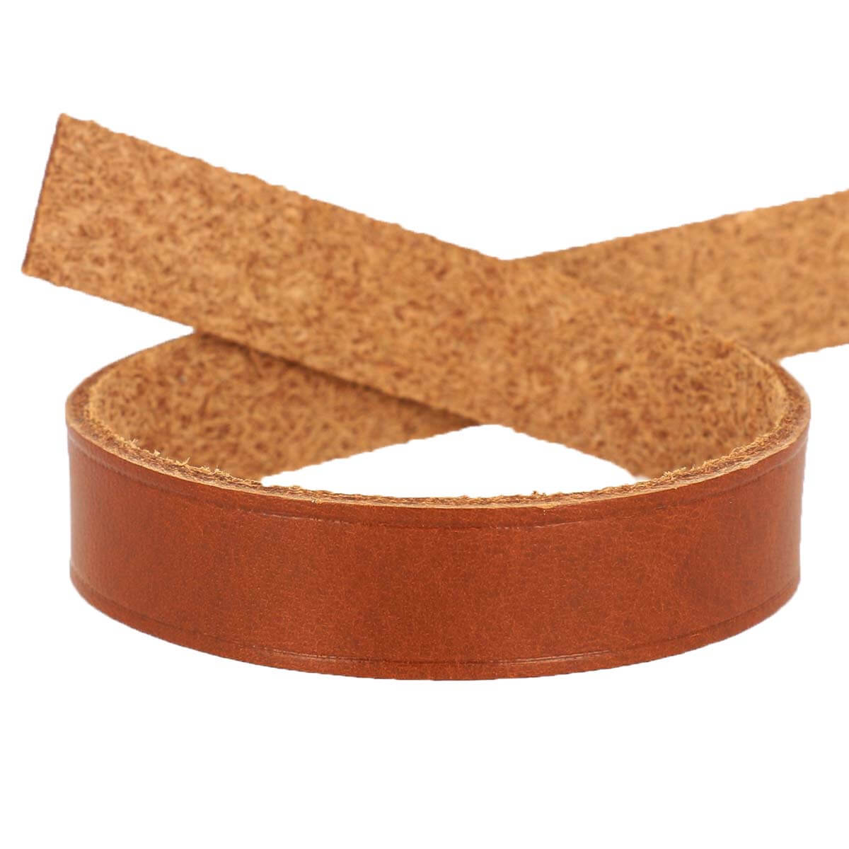 Lanière pour passant de ceinture en cuir tannage végétal de 30cm, couleur cognac, adaptée aux ceintures en cuir.