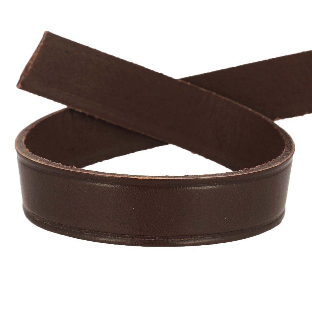 Passant de ceinture en cuir tannage végétal de 30cm de couleur choco pour ceinture, accessoire pour ceintures en cuir.