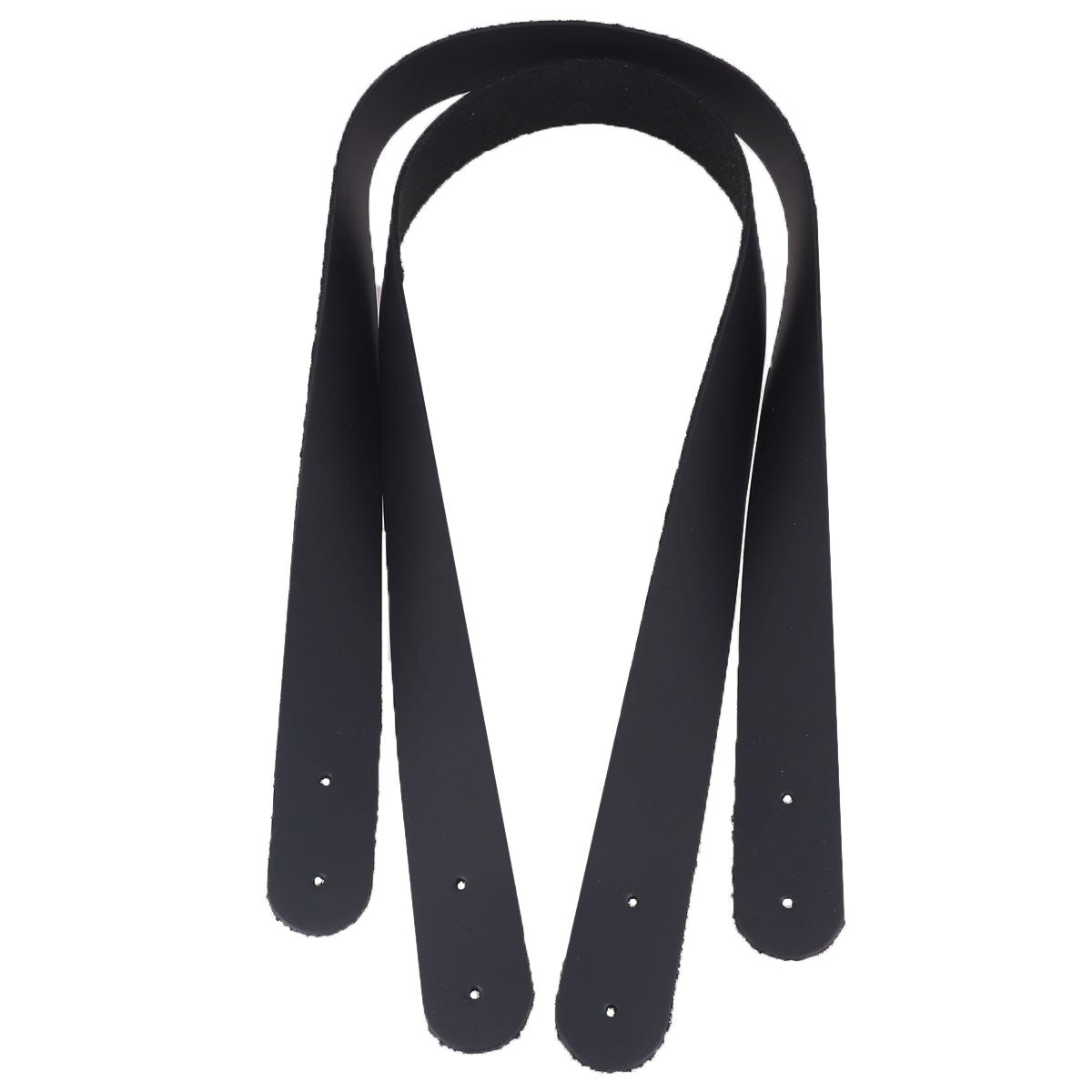 Paire d'anses en cuir noir mat pour sac, lanières de 29 mm de large et 80 cm de long, pour accessoires de maroquinerie.
