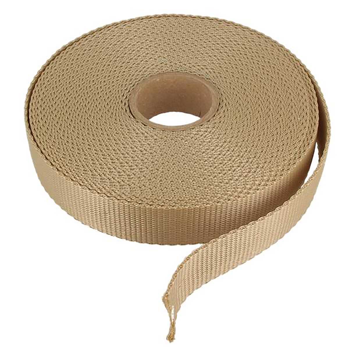 Sangle en nylon beige de mercerie, robuste et durable, pour projets de couture ou bricolage.