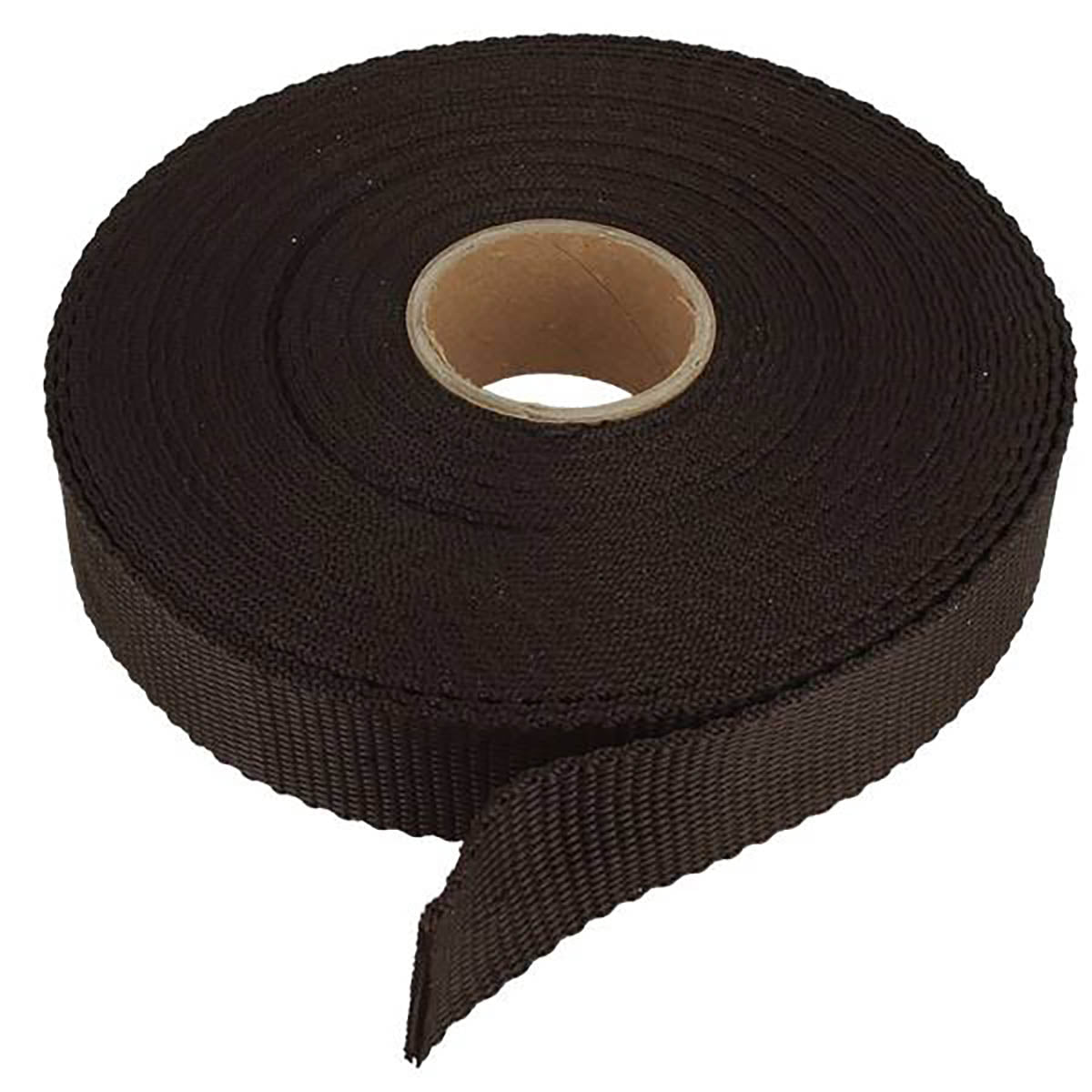 Sangle en nylon marron de mercerie, résistance et durabilité, idéale pour la couture et la fixation d'objets.
