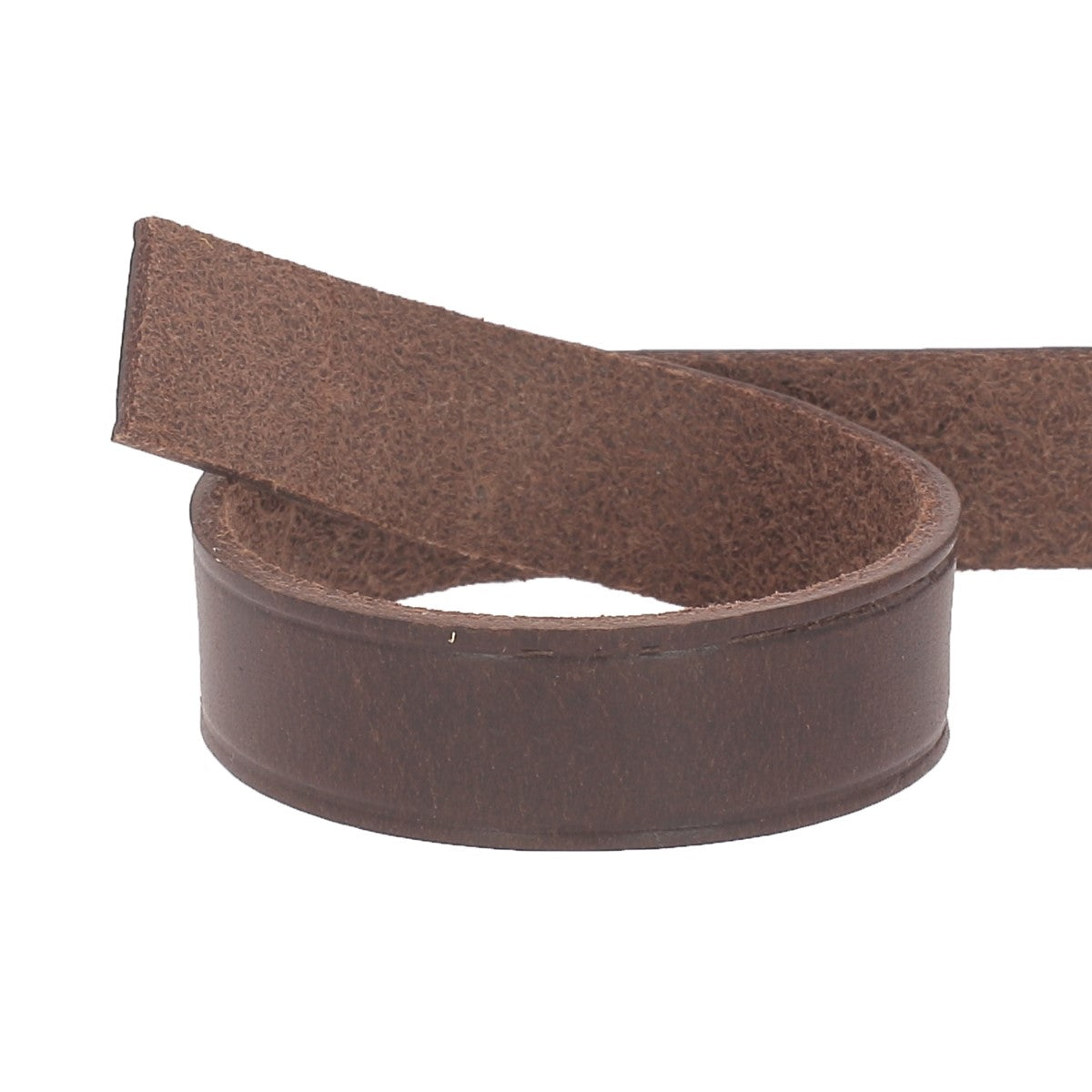 Passant de ceinture en cuir nourri lisse tannage végétal de 30cm, pour passer une ceinture, couleur chocolat.
