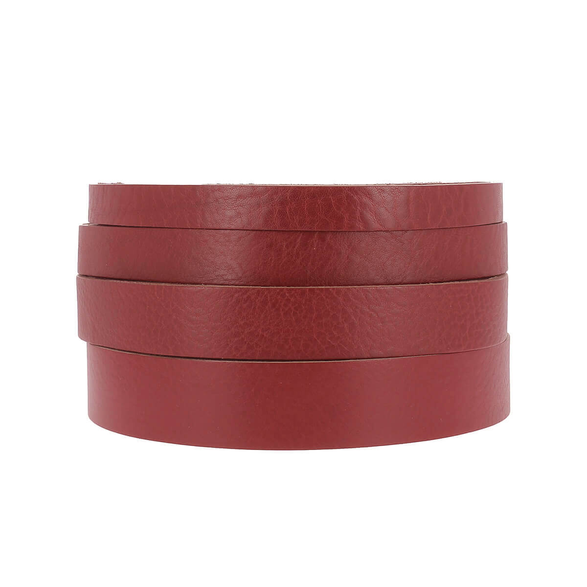 Lanière en cuir de collet rouge carmin, tannage végétal, nourri et foulonné, de 3,4 mm d'épaisseur, par Deco Cuir.