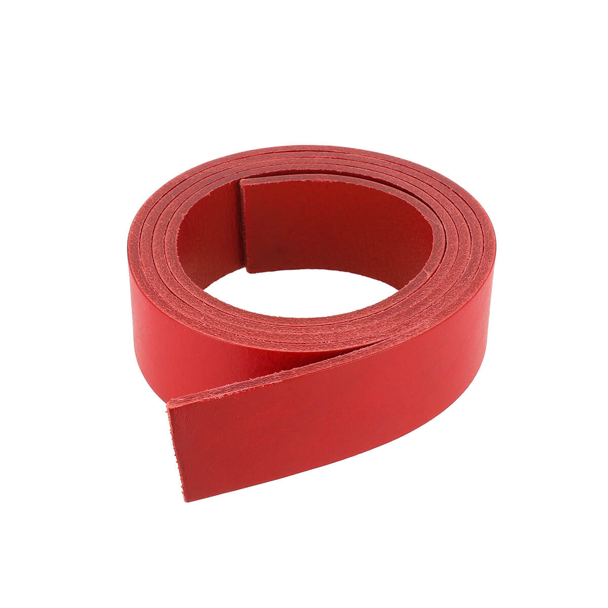Lanière en cuir de collet rouge vif, tannage végétal, nourri et foulonné, épaisseur 3,4 mm, fabriquée par Deco Cuir