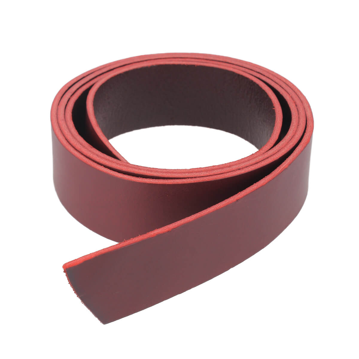 Lanière en cuir de collet nourri lisse de 3,2 mm de tannage végétal, couleur Bordeaux, fabriquée par Deco Cuir.