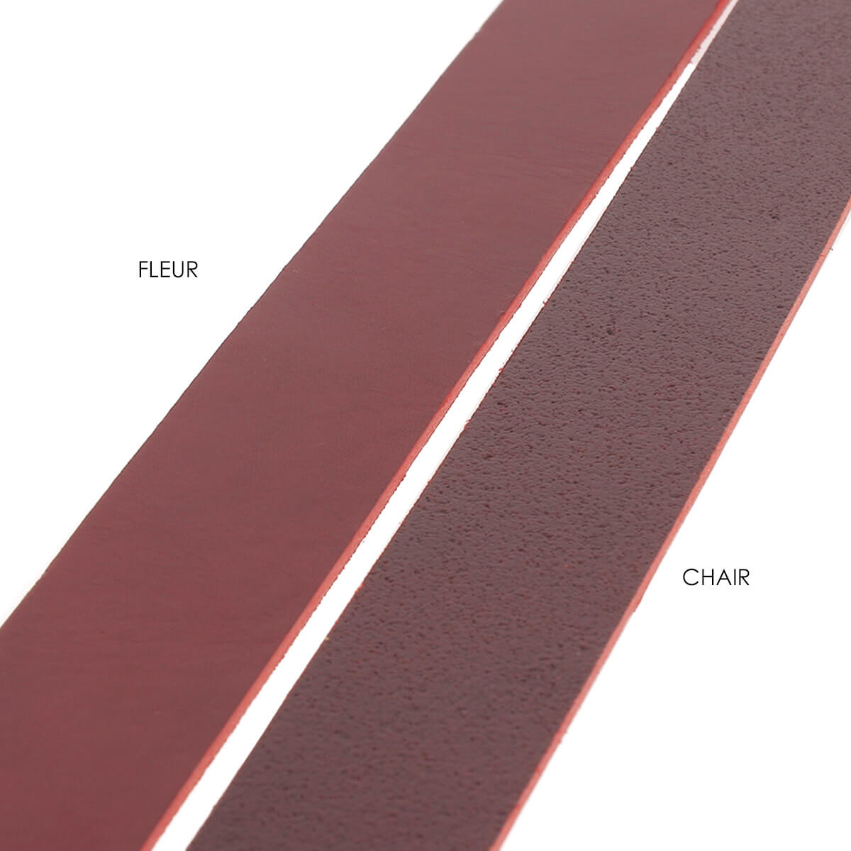 Échantillon de lanière de cuir de collet nourri lisse, tannage végétal, couleur naturelle, par Deco Cuir.