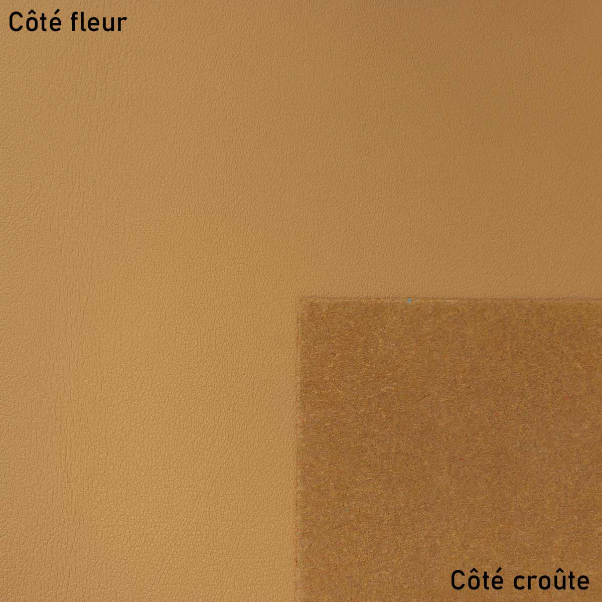 Morceau de cuir de vachette SWEET 2 OCRE, peaux de cuir authentique de couleur ocre, texture souple et naturelle.