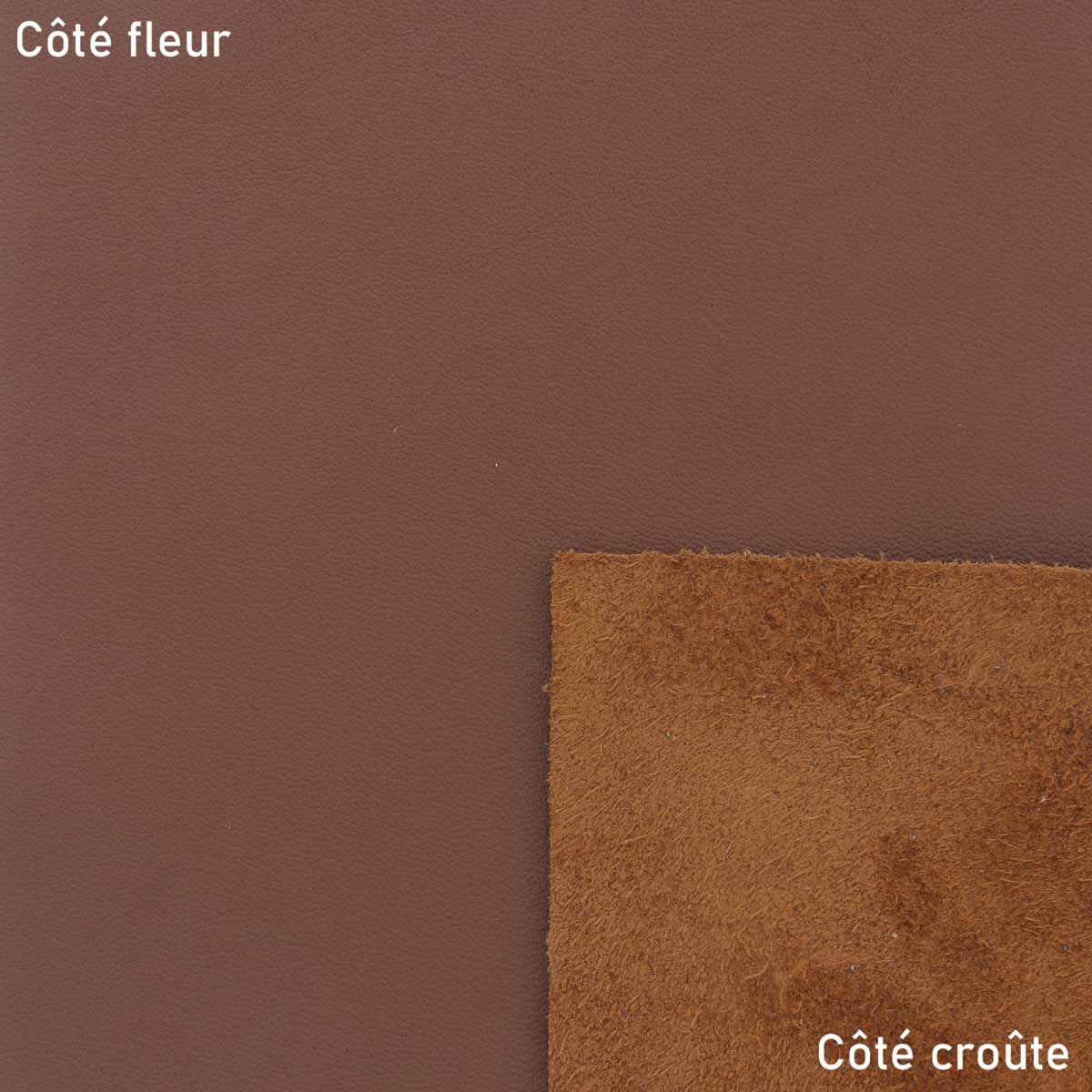 Morcellement de peau de cuir de vachette SWEET 2 ALEZAN, texture naturelle et finition élégante pour projets de maroquinerie.