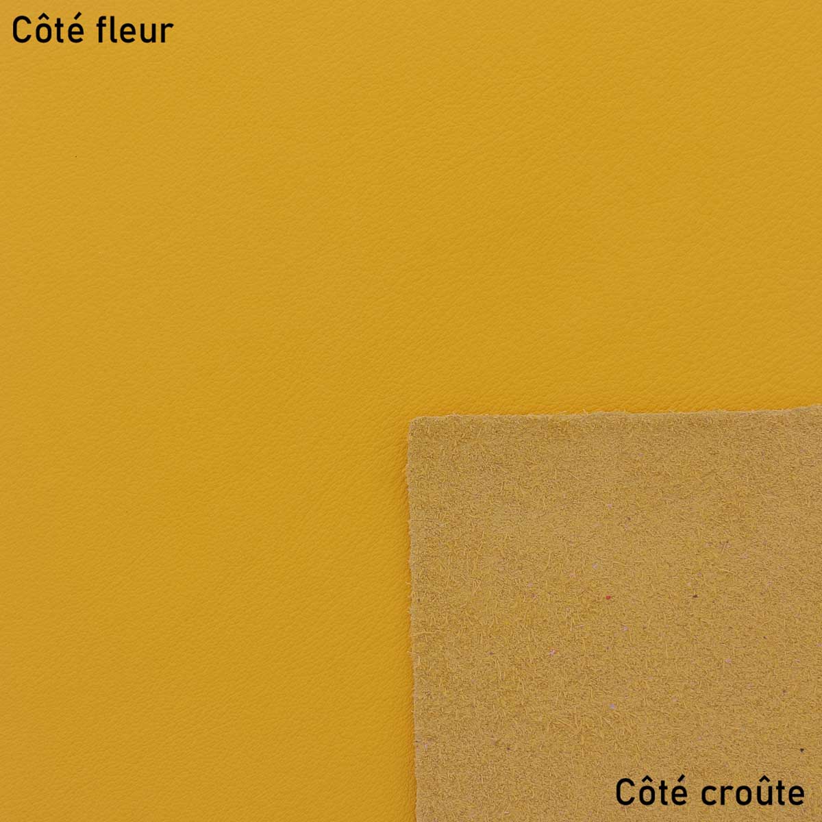 Morceau de cuir SWEET 2 en jaune soleil, de haute qualité, pour création artisanale, conçu par une marque indépendante.
