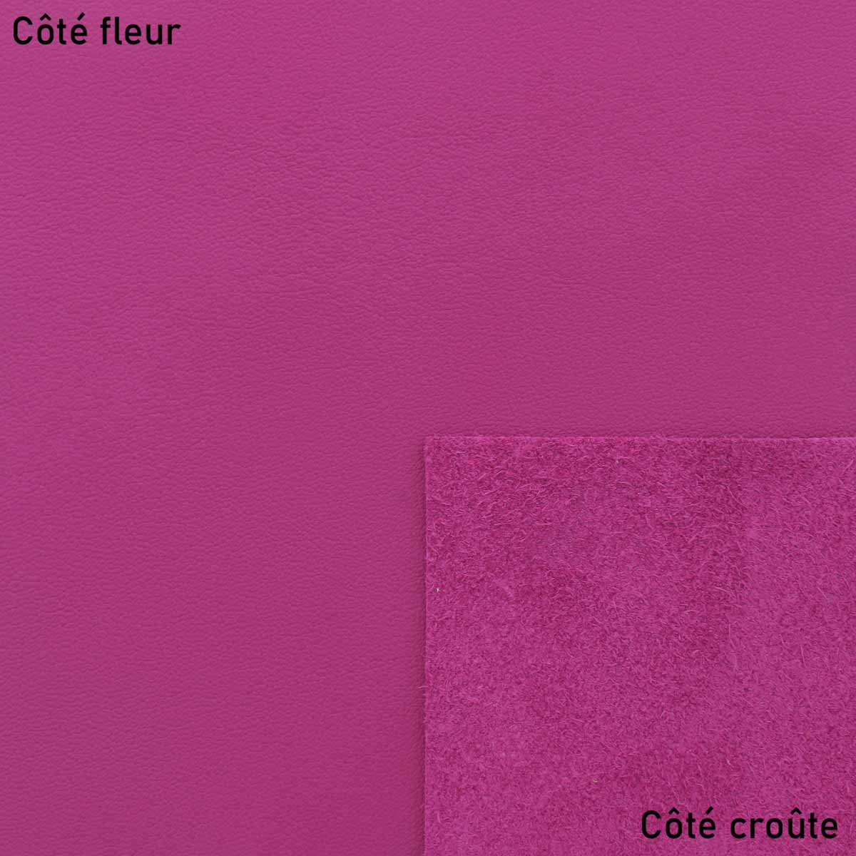 Morceau de cuir Rose Fuchsia SWEET 2, texture souple et brillante, utilisé pour la création de produits en cuir.