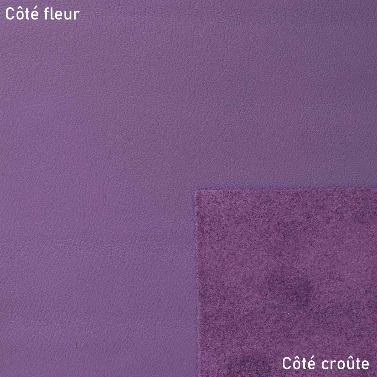 Morceau de cuir de vachette SWEET 2 en violet, peau de cuir authentique pour projets de maroquinerie ou décoration.