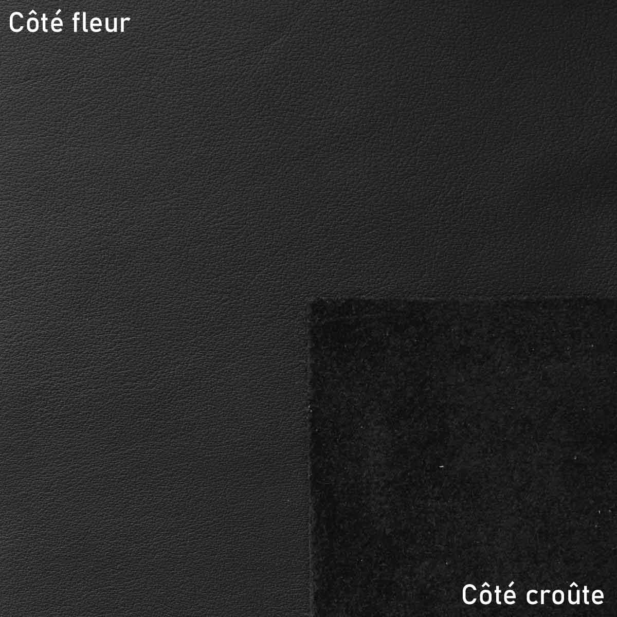 Pièce de peau de cuir de vachette SWEET 2 noir, texture lisse et souple, pour projets de maroquinerie ou couture.