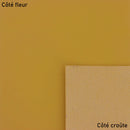 Morceau de cuir en veau satinly jaune moutarde, texture douce et brillante, pour couture ou décoration.