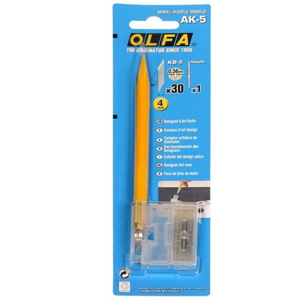 Couteau d'art Olfa AK-5 avec aiguille, outil de précision pour le travail artistique et de modélisme.