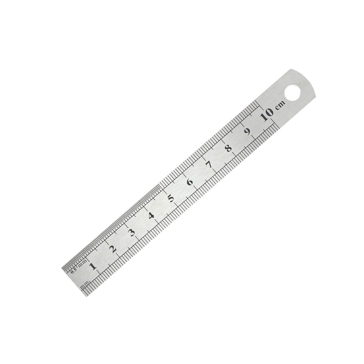 Réglet en inox de 10 cm, outil de mesure durable, avec graduation claire, conçu pour la précision en travaux de bricolage.