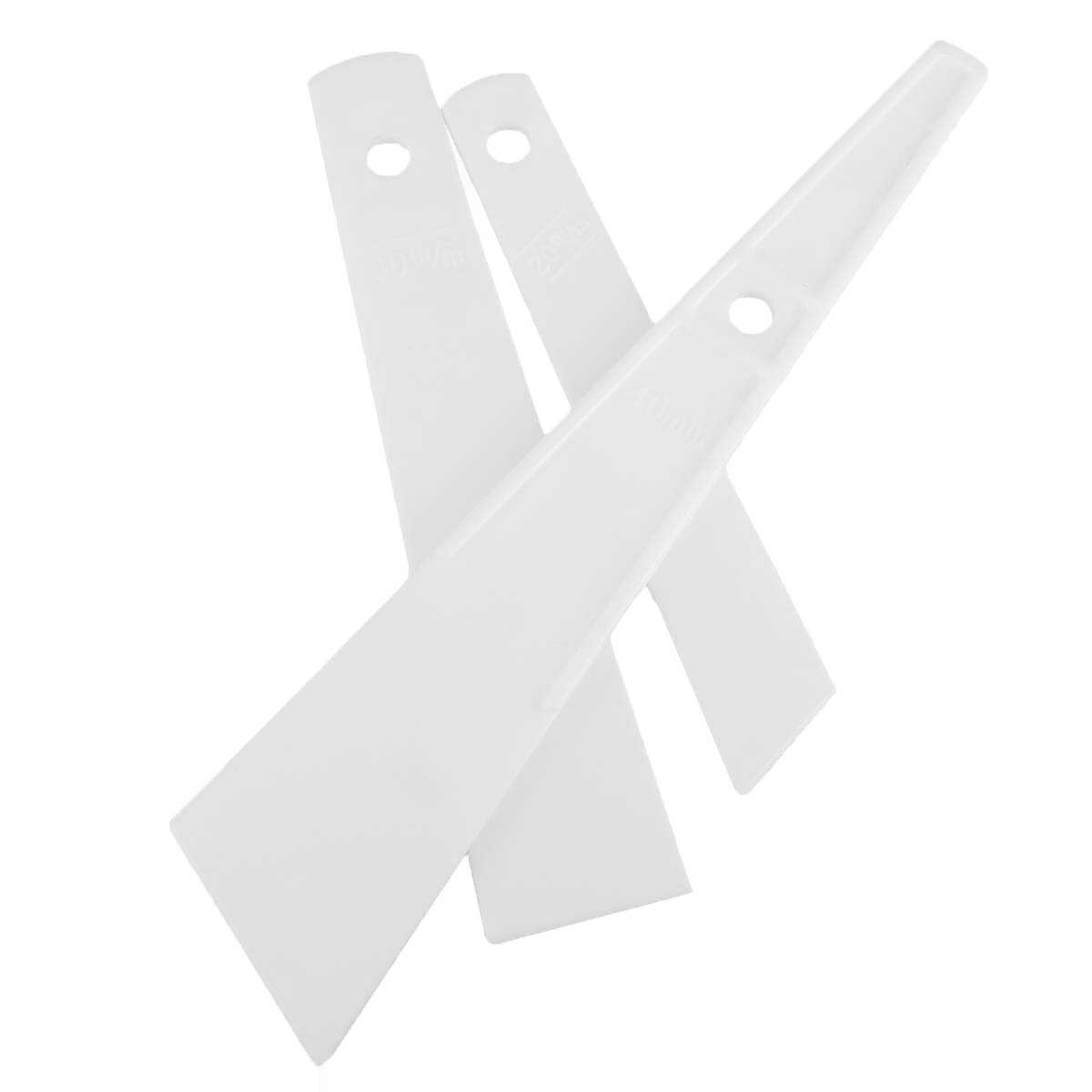 Set de 3 spatules en plastique pour appliquer la colle pour cuir Deco Cuir, outils précis pour collage et réparation.