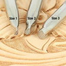 Outils Matoir Backgrounders en forme de larme à carreaux grossiers de la marque Barry King Tools, vue de face.