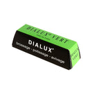 Pâte à polir Dialux vert, bleu et gris pour outils, utilisée pour affûter et polir les surfaces métalliques.