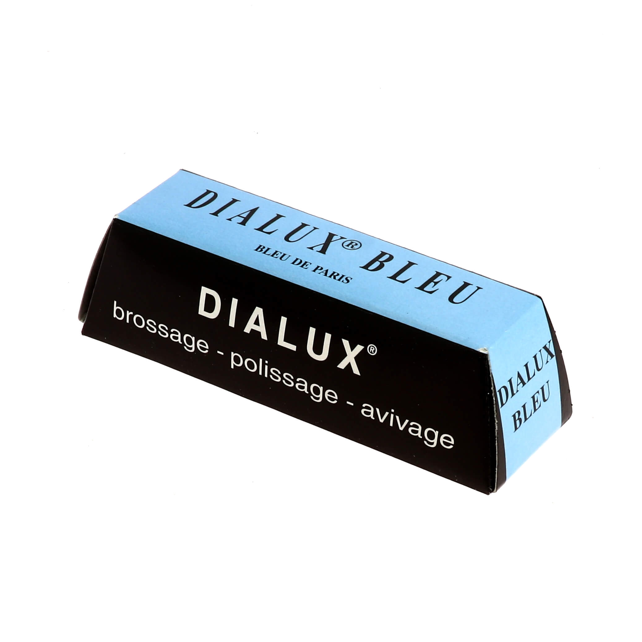 Pâte à polir Dialux Vert, Bleu et Gris pour outils, en pot, utilisée pour affûter et polir les lames et surfaces métalliques.