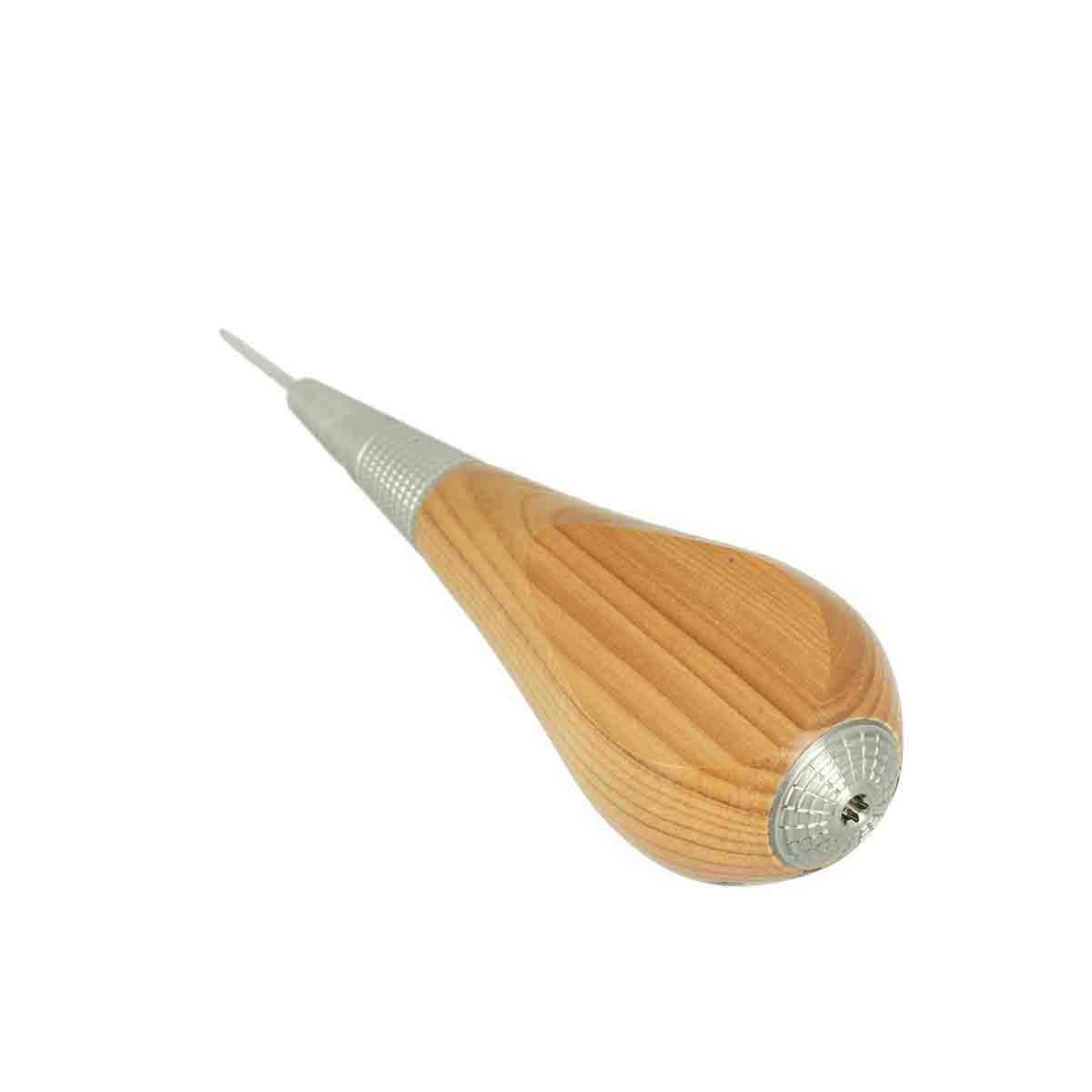 Alêne aux pinces petite maro Excellence de Jérôme David, outil en bois avec pince pour maroquinerie, longueur 1,5 mm.