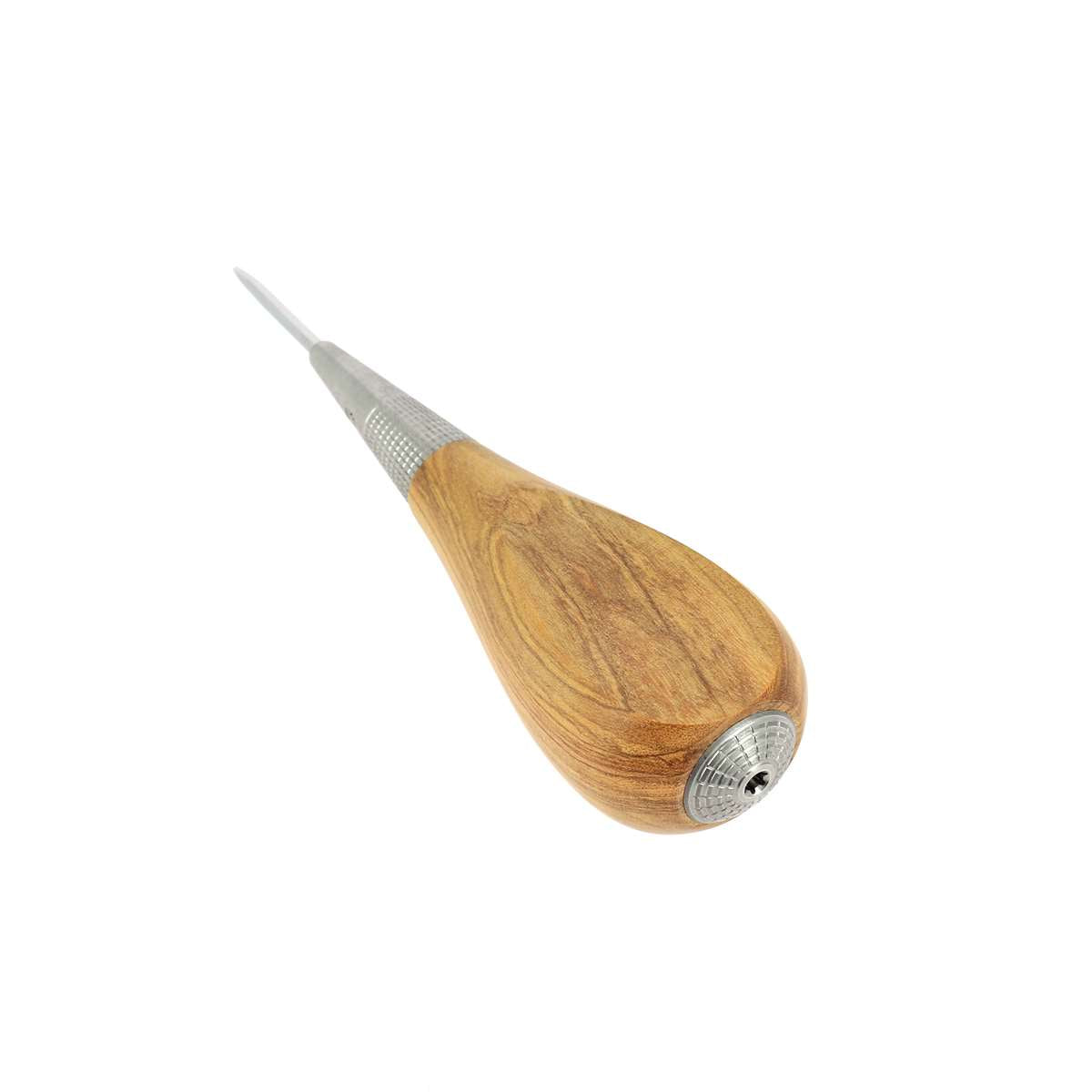 Alêne aux pinces petite sellier Jérôme David, outil de 2,5mm avec manche en olivier, pour travaux de sellerie.
