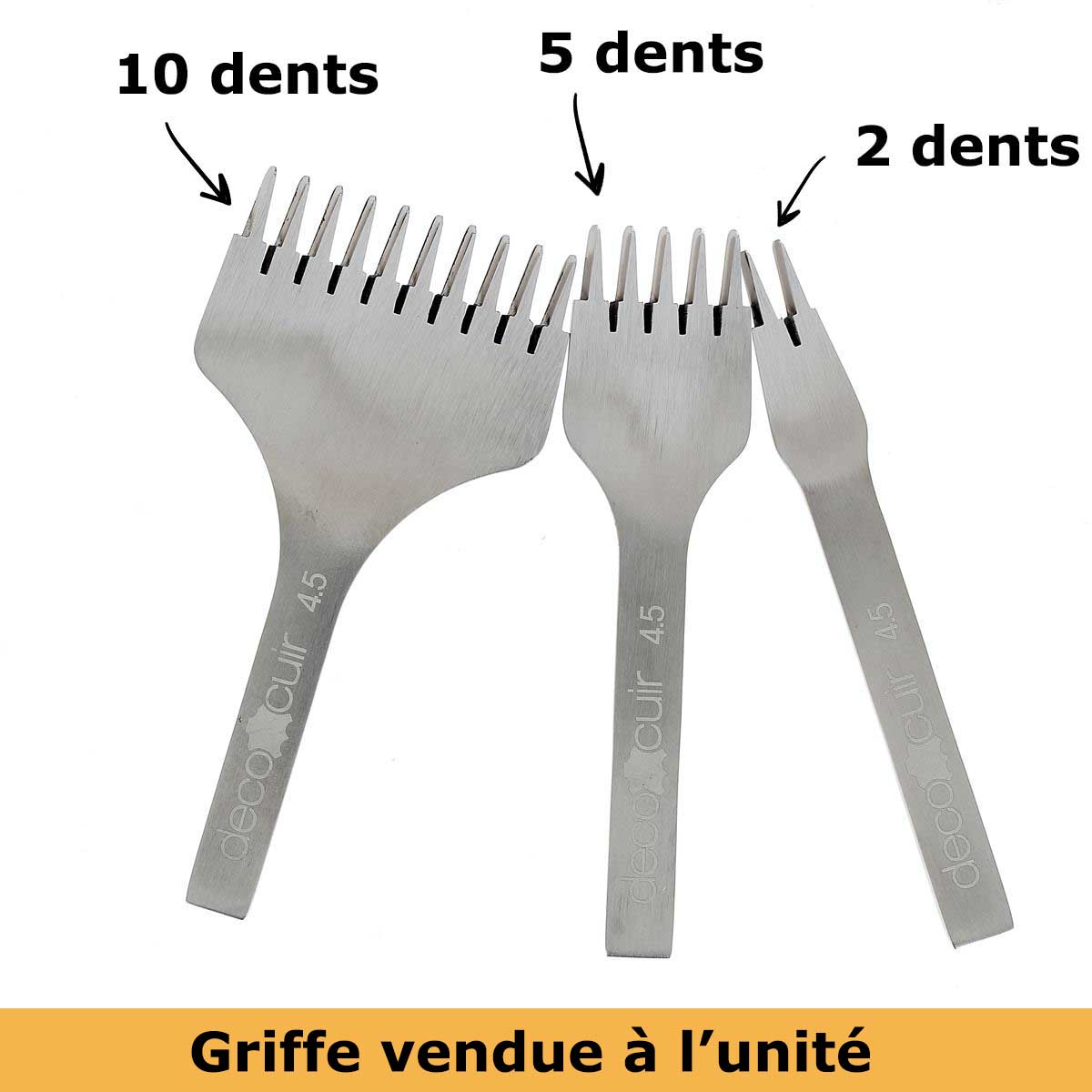 Griffe à frapper de précision Deco Cuir, outil en acier pour le travail du cuir, avec manche ergonomique.