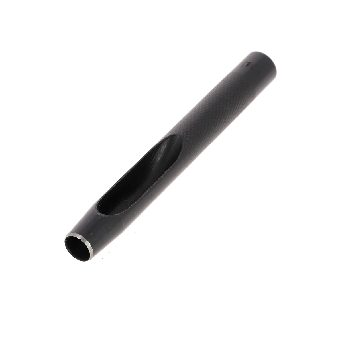 Emporte-pièce à frapper rond avec manche droit, outil de fabrication en acier robuste pour découpe précise.