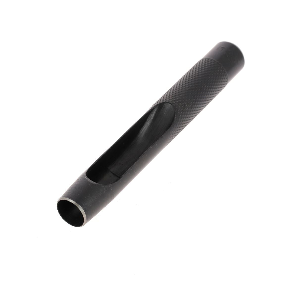 Emporte-pièce à frapper rond avec manche droit, outil de découpe en métal pour travaux manuels ou artisanat.
