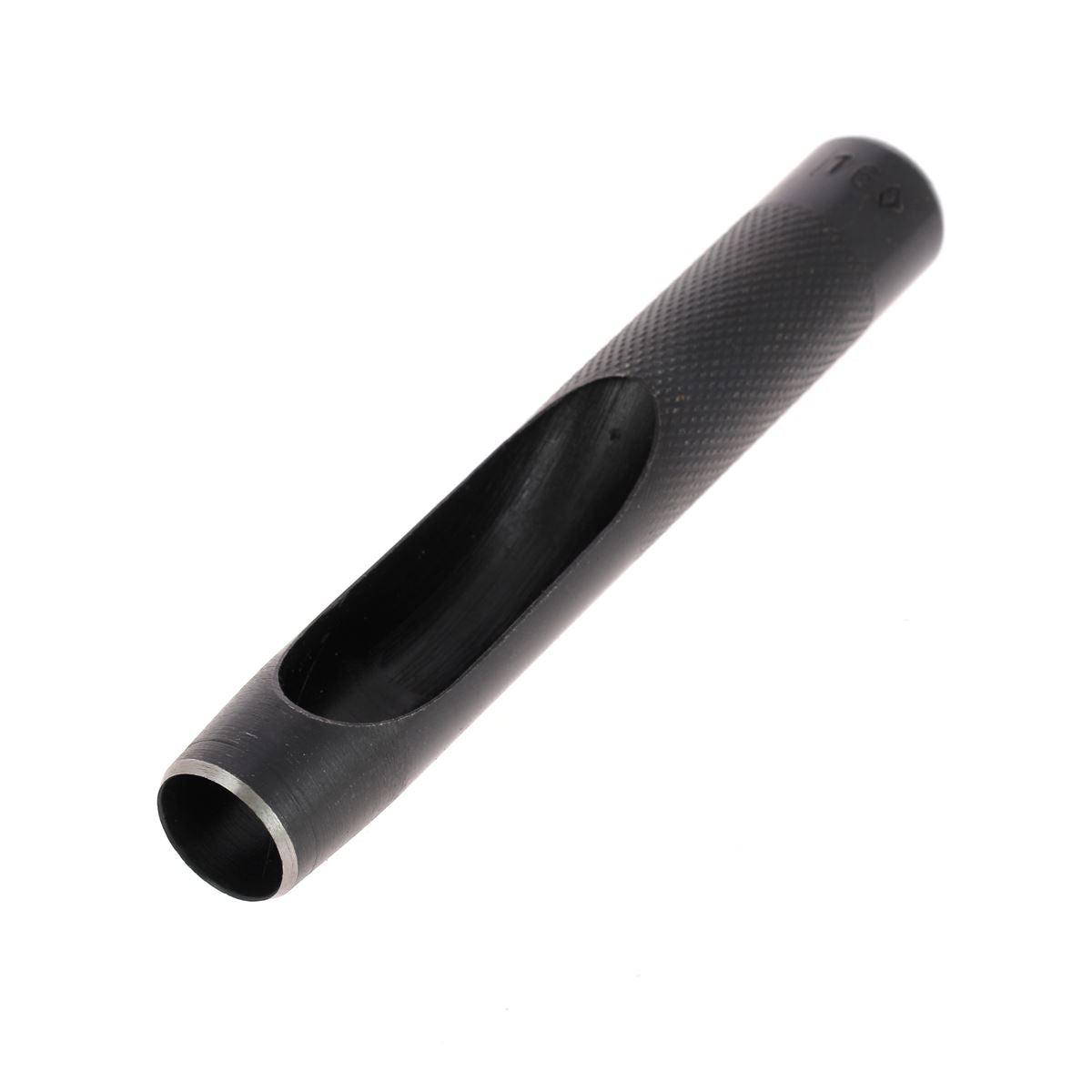 Emporte-pièce à frapper rond avec manche droit, outil en métal pour façonner ou découper des formes en métal ou en pâte.